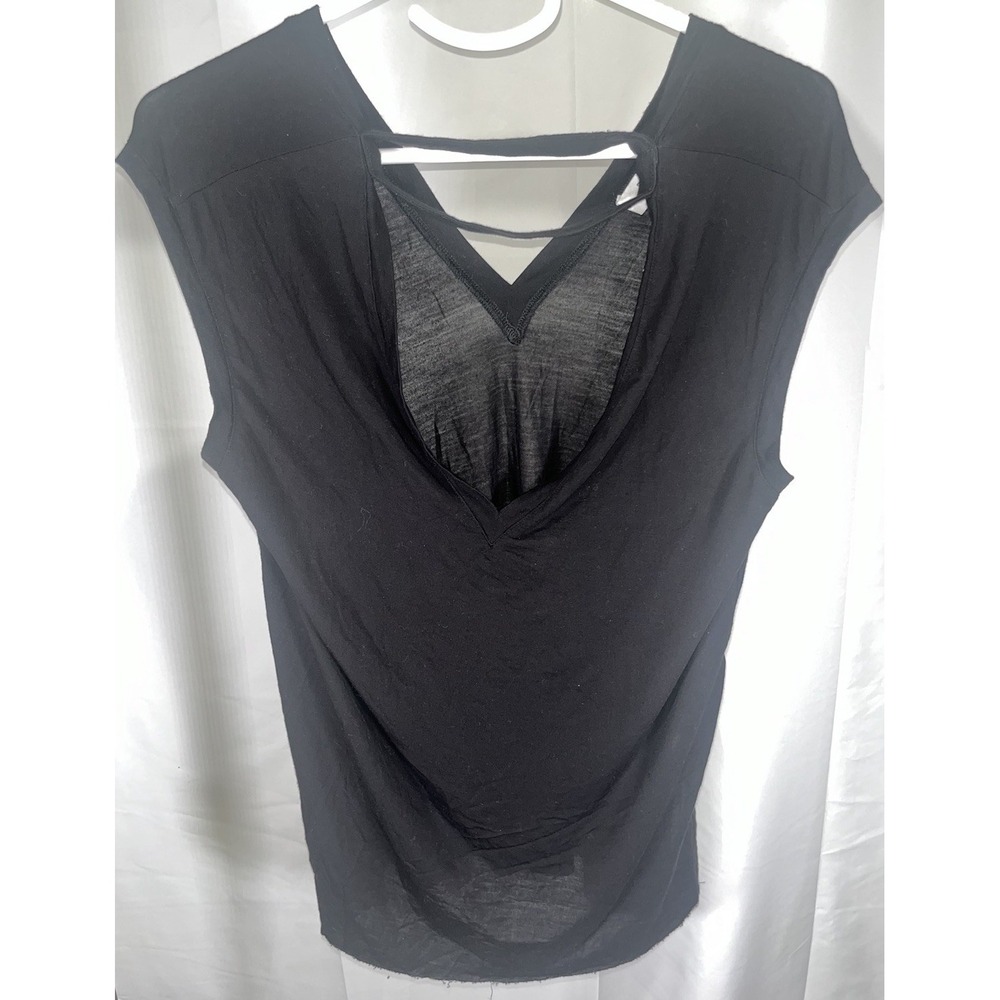 Bailey 44 V-Neck Blouse Black Strappy Back Sleeveless Top Casual Summer Small